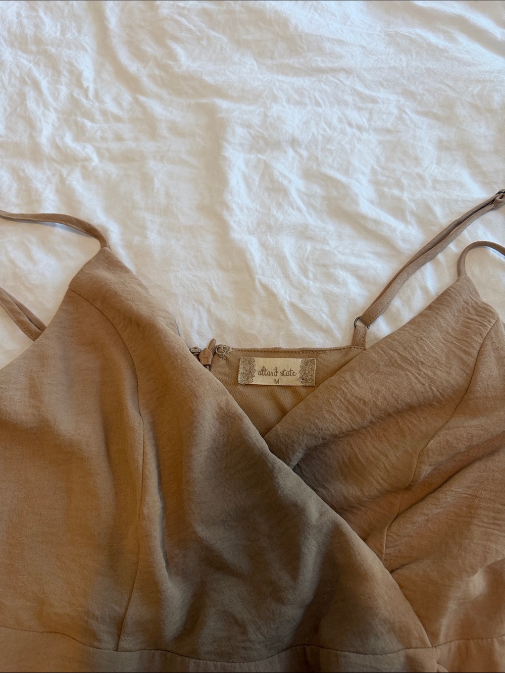 Altar'd State Tan Ruffle Wrap Dress - Picture 2 of 3